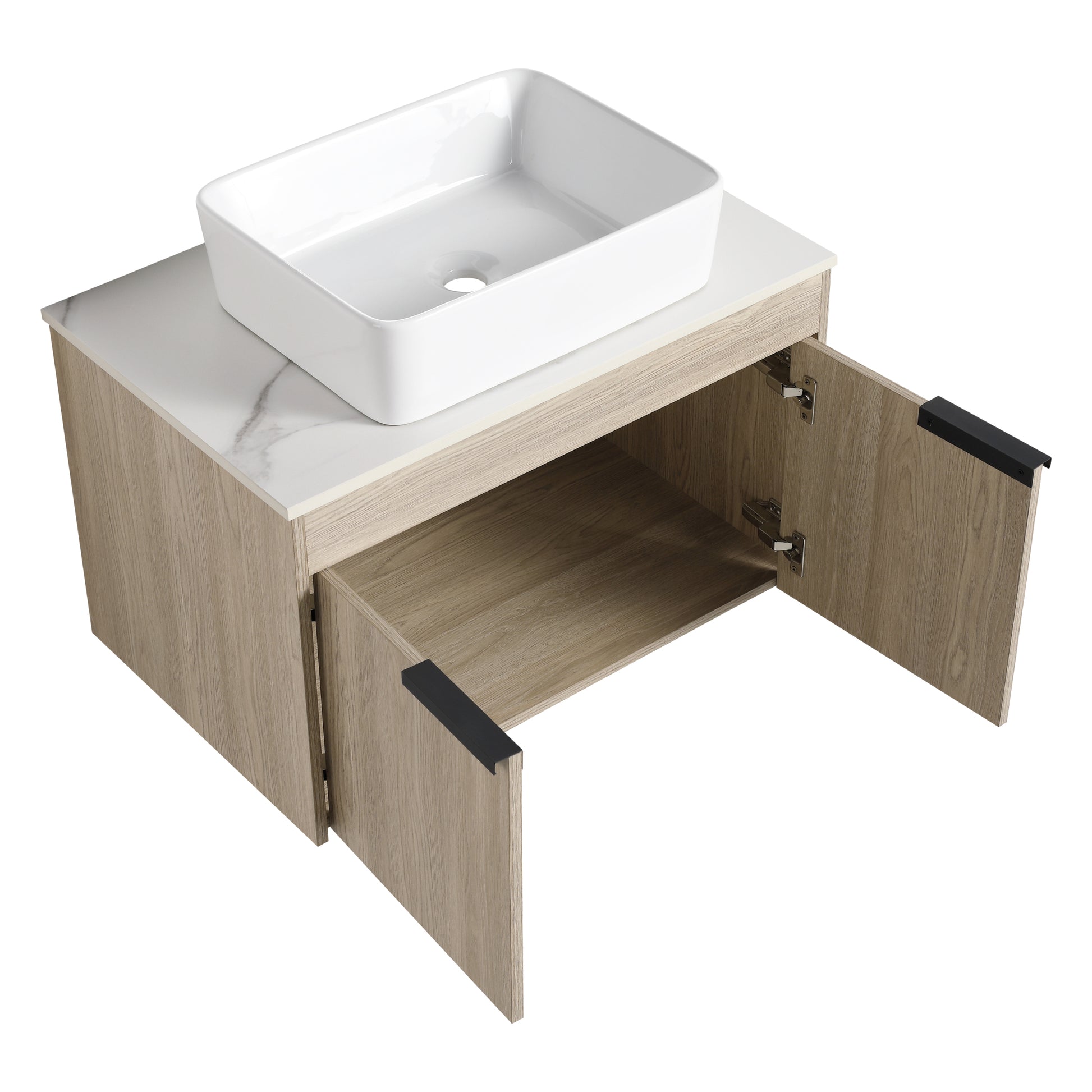 30 " Modern Design Float Bathroom Vanity With Ceramic white oak-2-bathroom-wall mounted-plywood