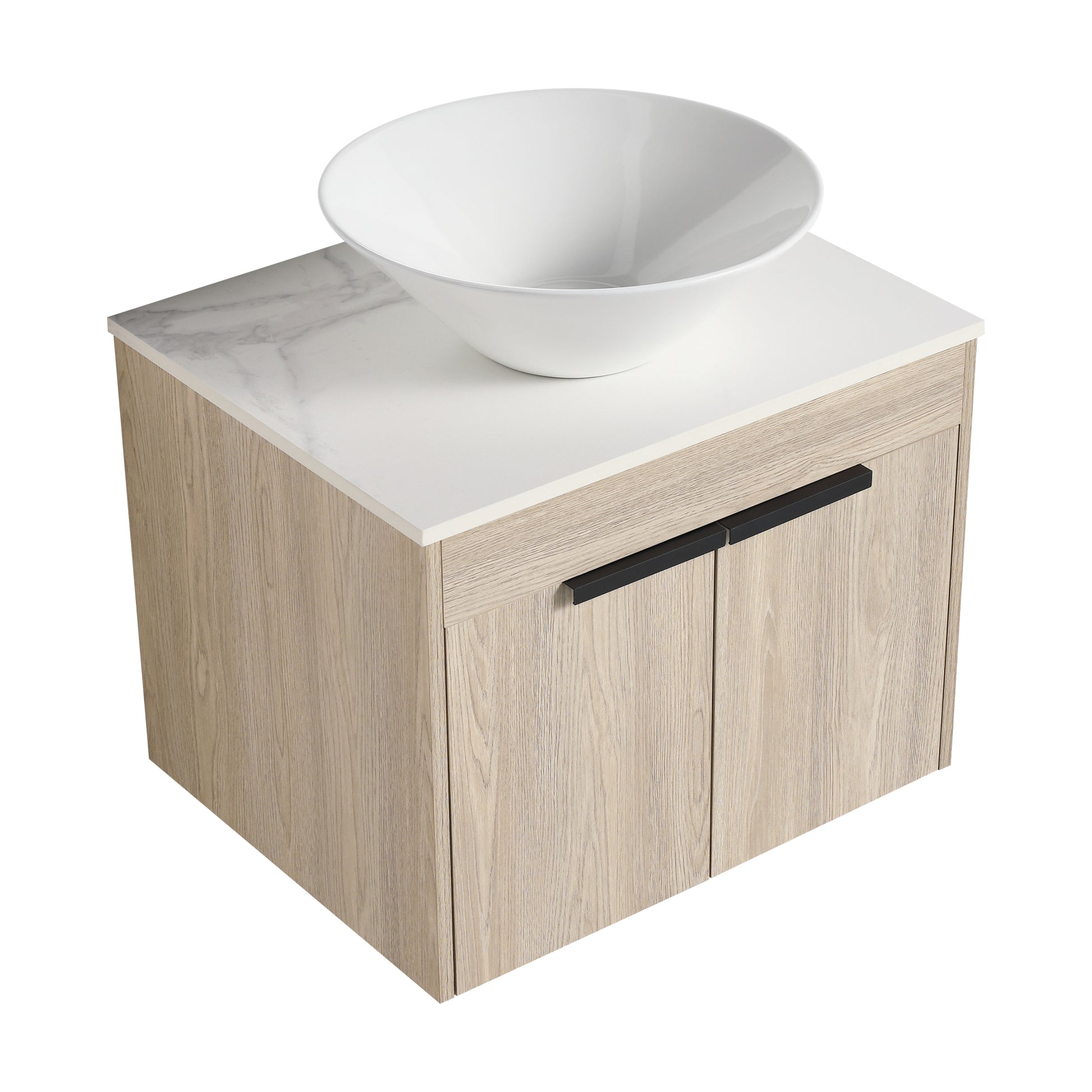 24 " Modern Design Float Bathroom Vanity With Ceramic Basin Set, Wall Mounted White Oak Vanity With Soft Close Door,Kd Packing,Kd Packing,2 Pieces Parcel Top Bab217Mowh White Oak 2 Bathroom Wall Mounted Plywood