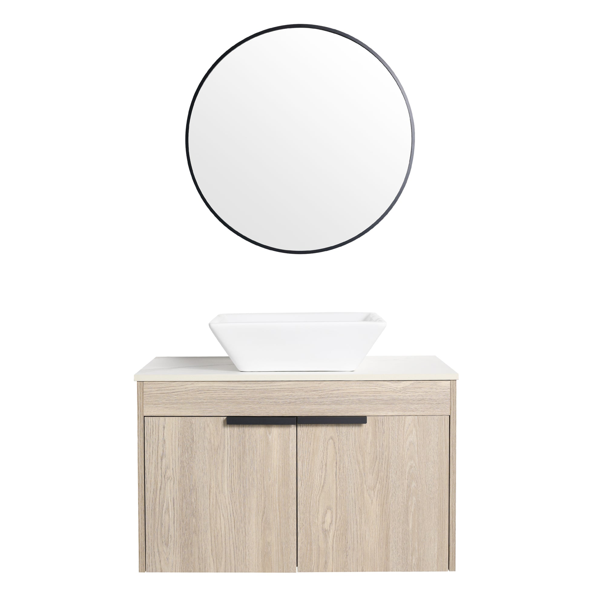 30 " Modern Design Float Bathroom Vanity With Ceramic white oak-2-bathroom-wall mounted-plywood