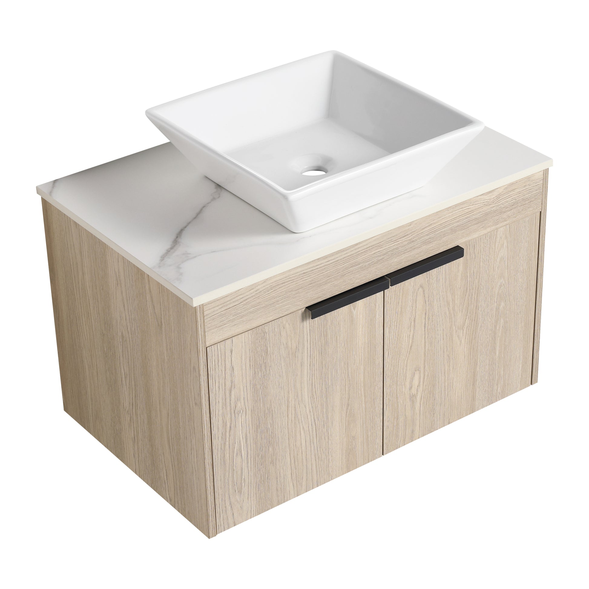 30 " Modern Design Float Bathroom Vanity With Ceramic white oak-2-bathroom-wall mounted-plywood