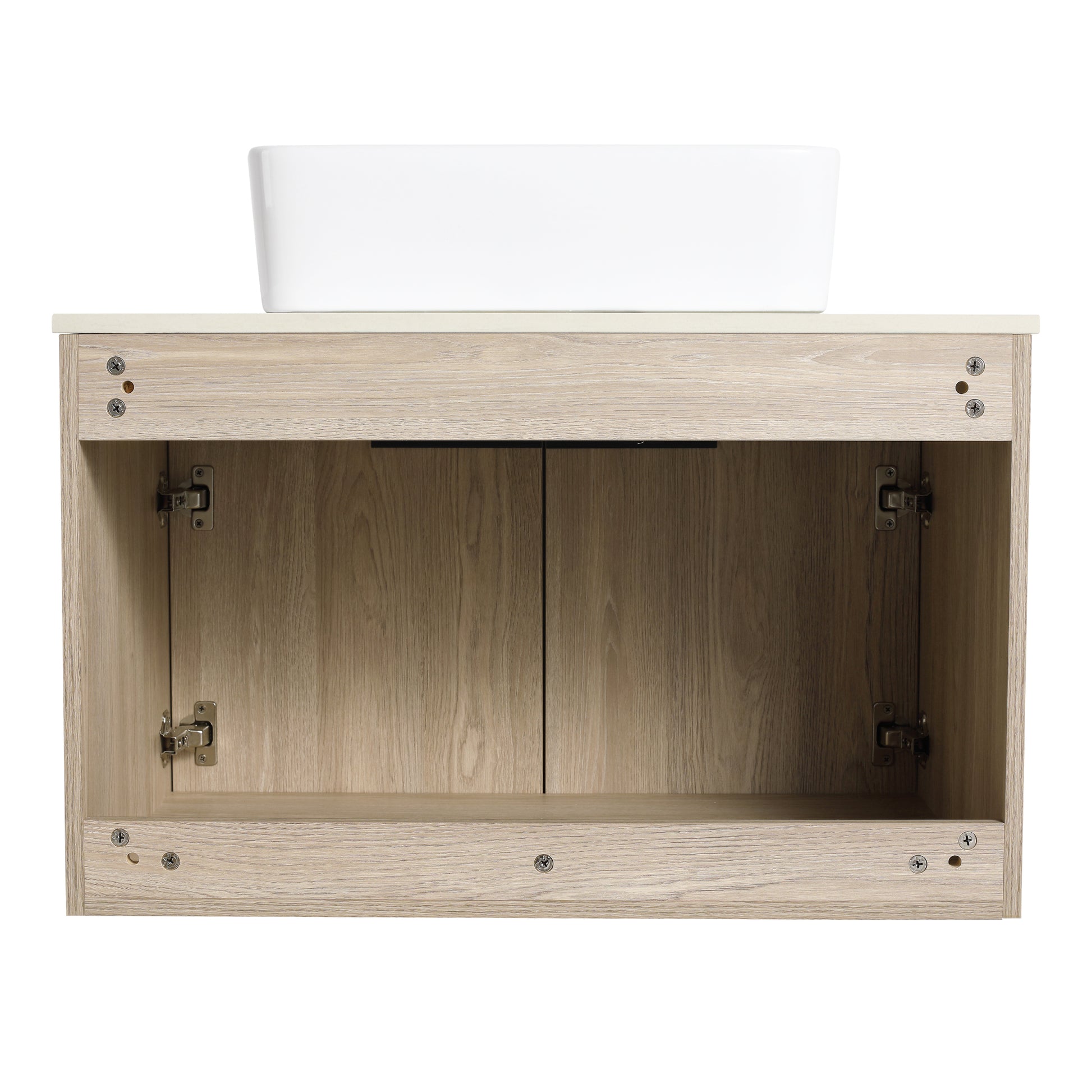 30 " Modern Design Float Bathroom Vanity With Ceramic white oak-2-bathroom-wall mounted-plywood