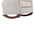 High Back Rocking Chair Nursery Chair .Comfortable Rocker Fabric Padded Seat .Modern High Back Armchair Beige Polyester
