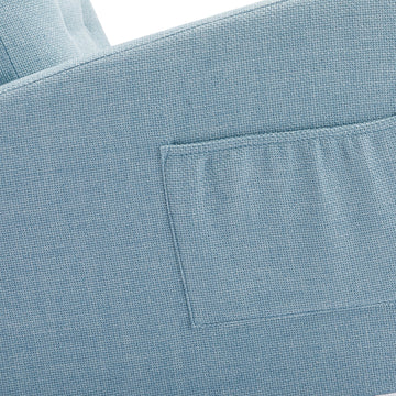 High Back Rocking Chair Nursery Chair .Comfortable Rocker Fabric Padded Seat .Modern High Back Armchair Light Blue Polyester