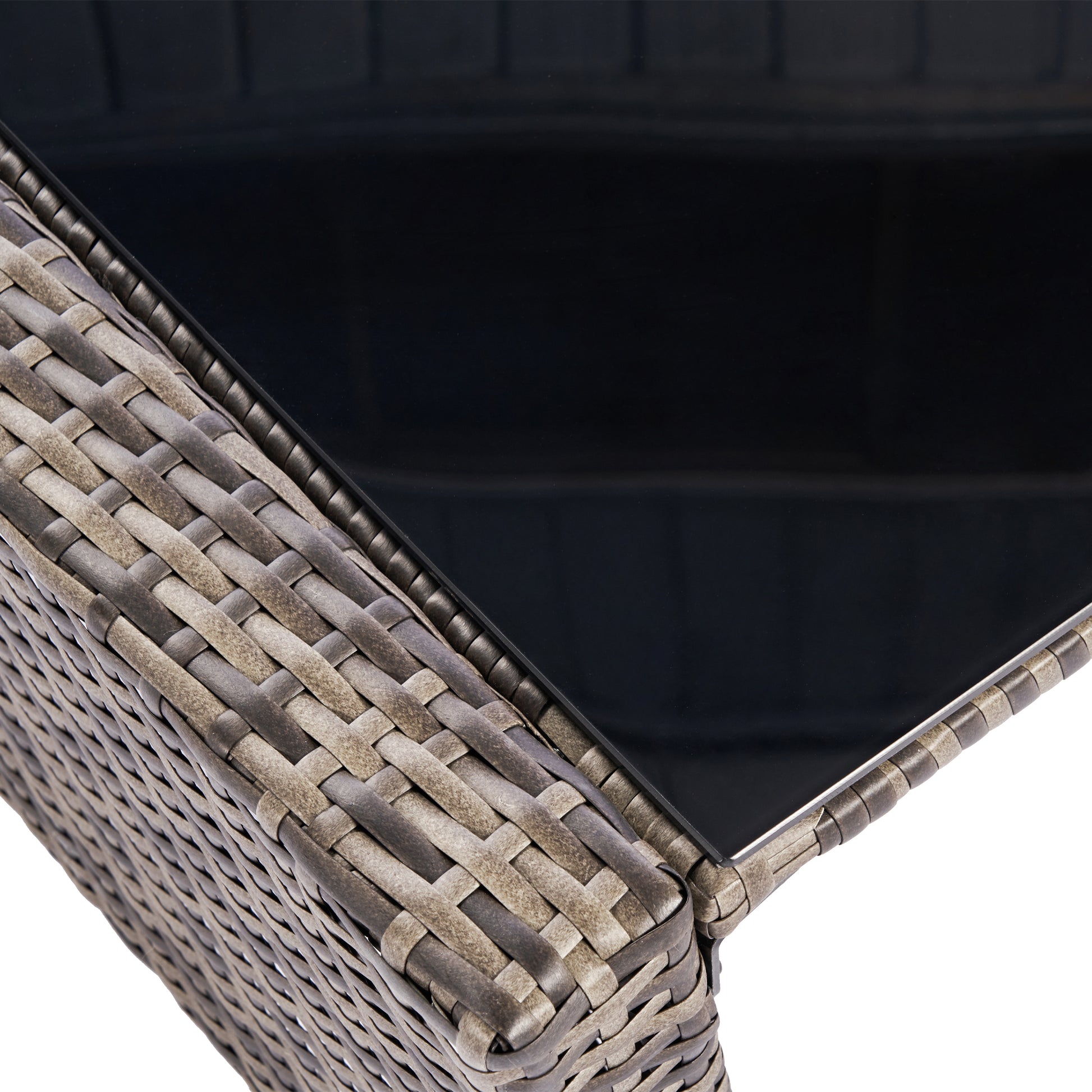 4 Pieces Outdoor Patio Furniture Sets Garden Rattan Chair Wicker Set, Poolside Lawn Chairs With Tempered Glass Coffee Table Porch Furniture, Gray Rattan Sand Color Cushion Yes Complete Patio Set Dark Gray Water Resistant Frame Water Resistant Cushion