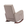 High Back Rocking Chair Nursery Chair .Comfortable Rocker Fabric Padded Seat .Modern High Back Armchair Camel Polyester