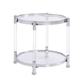 W82153571 Contemporary Acrylic End Table, Side Table With Tempered Glass Top, Chrome Silver End Table For Living Room&Bedroom Chrome Glass Iron