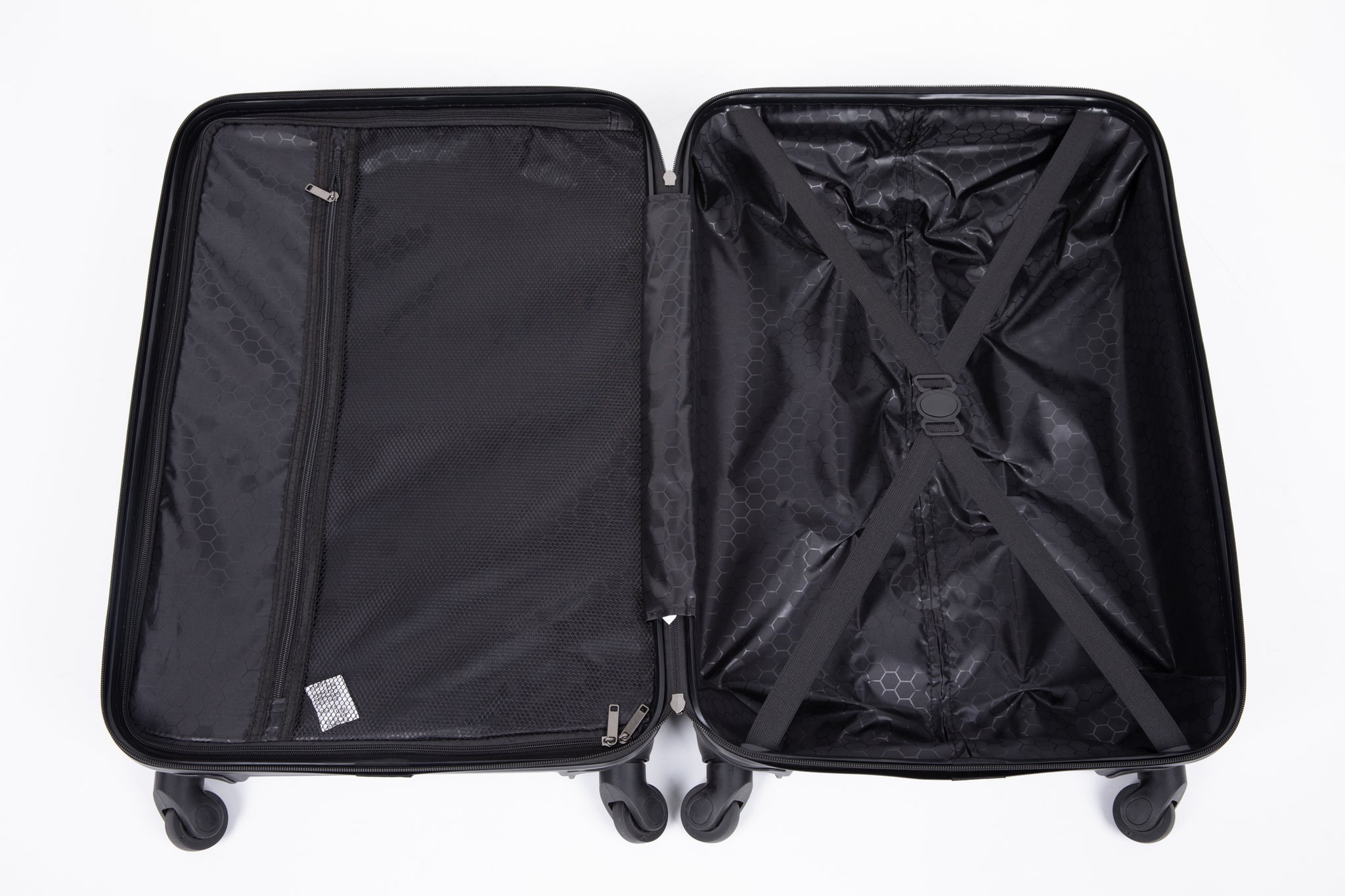 3 Piece Luggage Sets ABS Lightweight Suitcase with Two black-abs