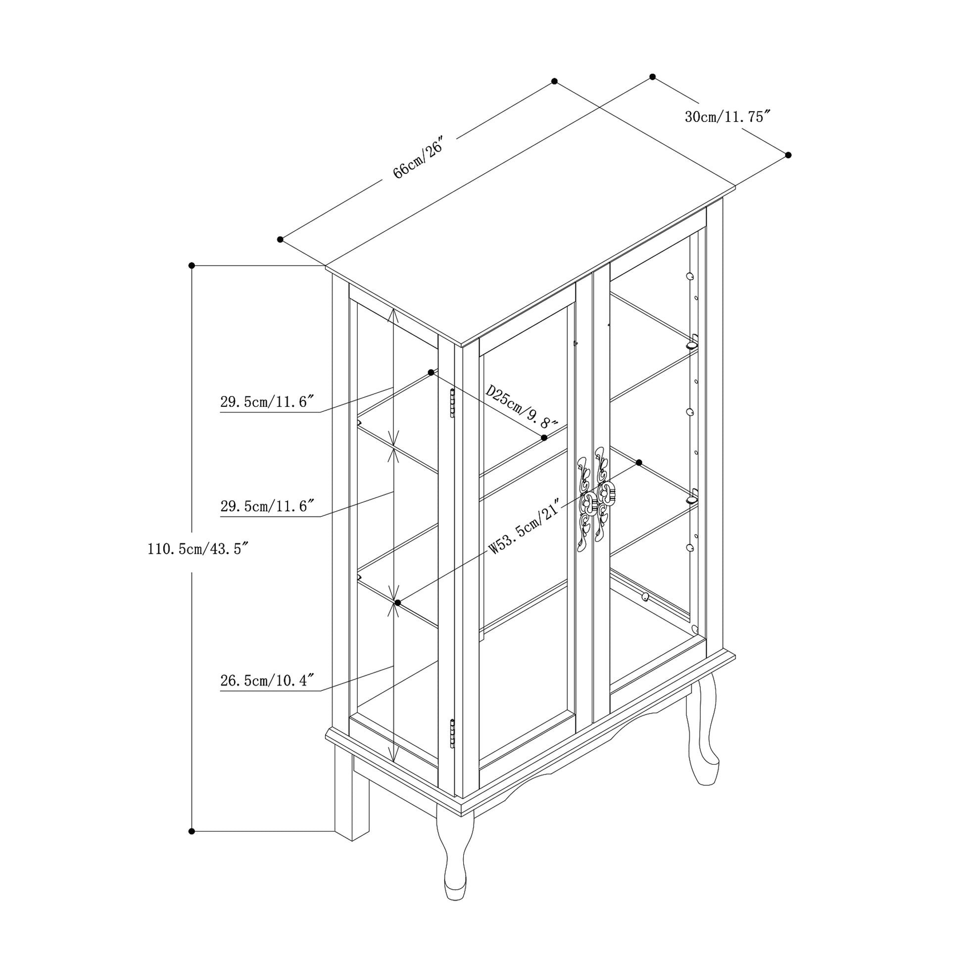 Curio Cabinet Lighted Curio Diapaly Cabinet With Adjustable Shelves And Mirrored Back Panel, Tempered Glass Doors Cherry, 3 Tier , E26 Light Bulb Not Included Cherry Mdf