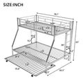 Twin Over Full Bed With Sturdy Steel Frame, Bunk Bed With Twin Size Trundle, Two Side Ladders, Silver Old Sku:Mf194424Aan Silver Metal