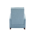 High Back Rocking Chair Nursery Chair .Comfortable Rocker Fabric Padded Seat .Modern High Back Armchair Light Blue Polyester