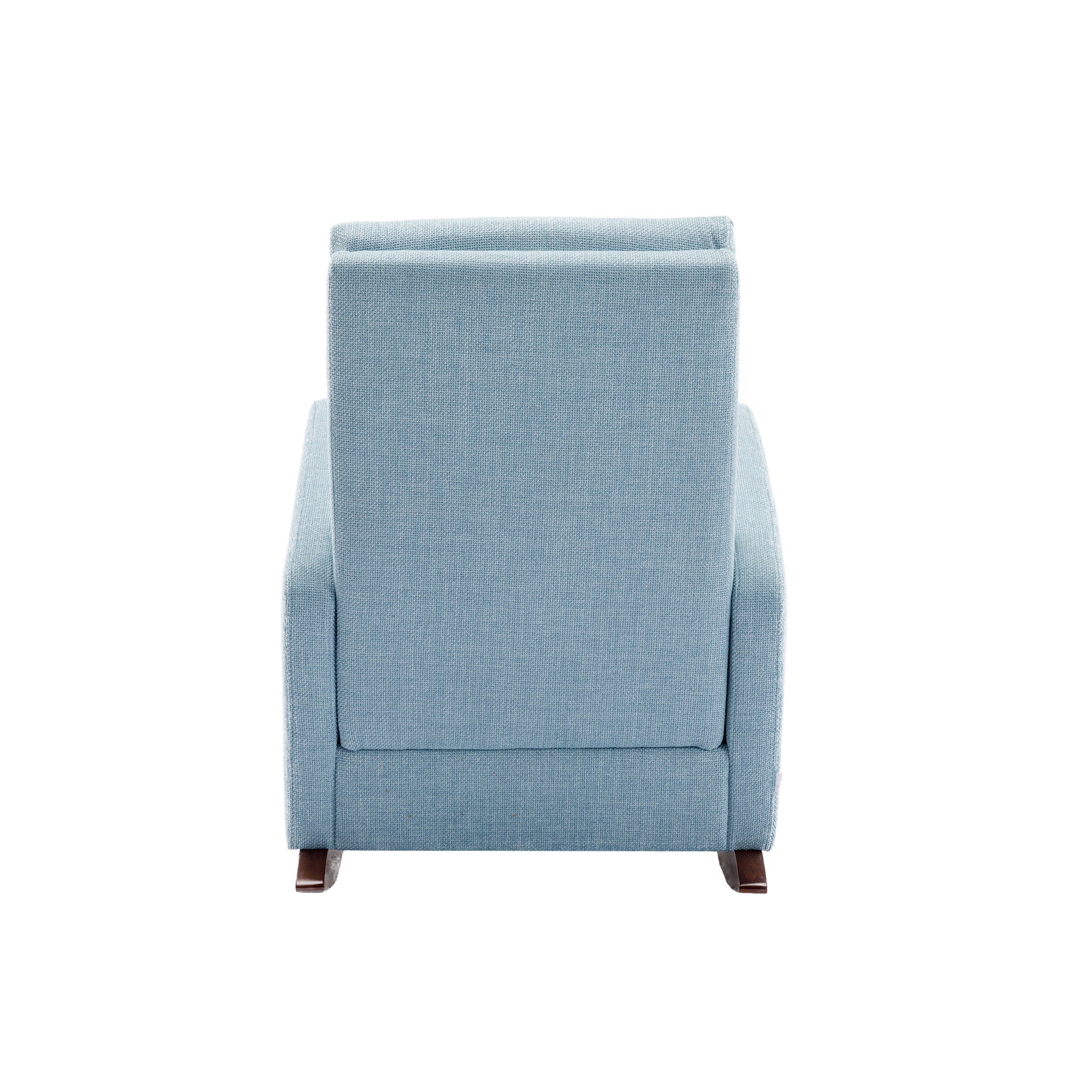 High Back Rocking Chair Nursery Chair .Comfortable Rocker Fabric Padded Seat .Modern High Back Armchair Light Blue Polyester