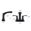 Bathroom Centerset Pull Out Matte Black 4 Inch With Pull Down Sprayer Utility Sink Faucet Matte Black Zinc