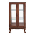 Curio Cabinet Lighted Curio Diapaly Cabinet With Adjustable Shelves And Mirrored Back Panel, Tempered Glass Doors Walnut, 3 Tier , E26 Light Bulb Not Included Walnut Mdf