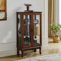 Curio Cabinet Lighted Curio Diapaly Cabinet With Adjustable Shelves And Mirrored Back Panel, Tempered Glass Doors Walnut, 3 Tier , E26 Light Bulb Not Included Walnut Mdf