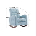High Back Rocking Chair Nursery Chair .Comfortable Rocker Fabric Padded Seat .Modern High Back Armchair Light Blue Polyester