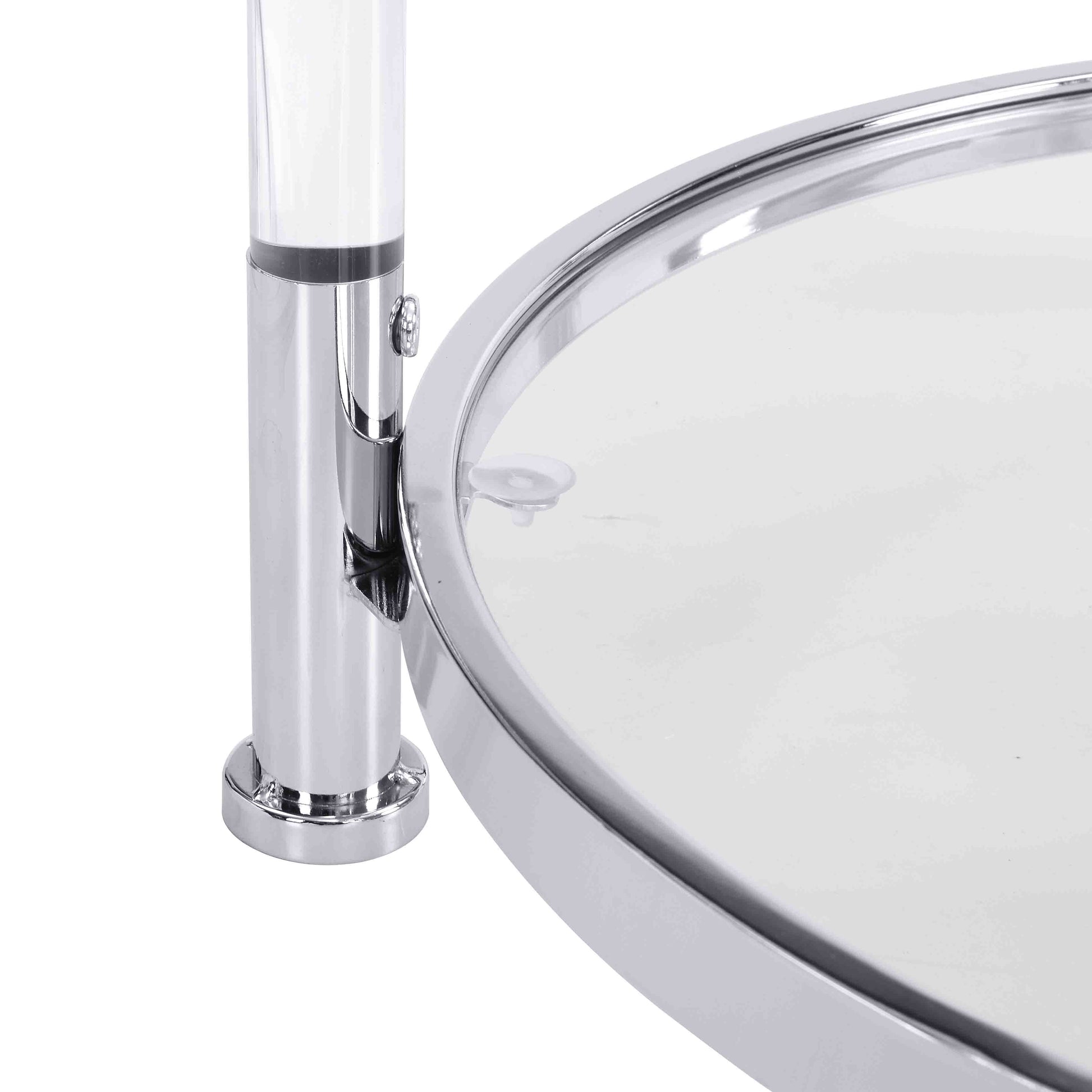 W82153571 Contemporary Acrylic End Table, Side Table With Tempered Glass Top, Chrome Silver End Table For Living Room&Bedroom Chrome Glass Iron
