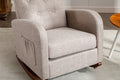 High Back Rocking Chair Nursery Chair .Comfortable Rocker Fabric Padded Seat .Modern High Back Armchair Camel Polyester