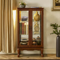 Curio Cabinet Lighted Curio Diapaly Cabinet With Adjustable Shelves And Mirrored Back Panel, Tempered Glass Doors Walnut, 3 Tier , E26 Light Bulb Not Included Walnut Mdf