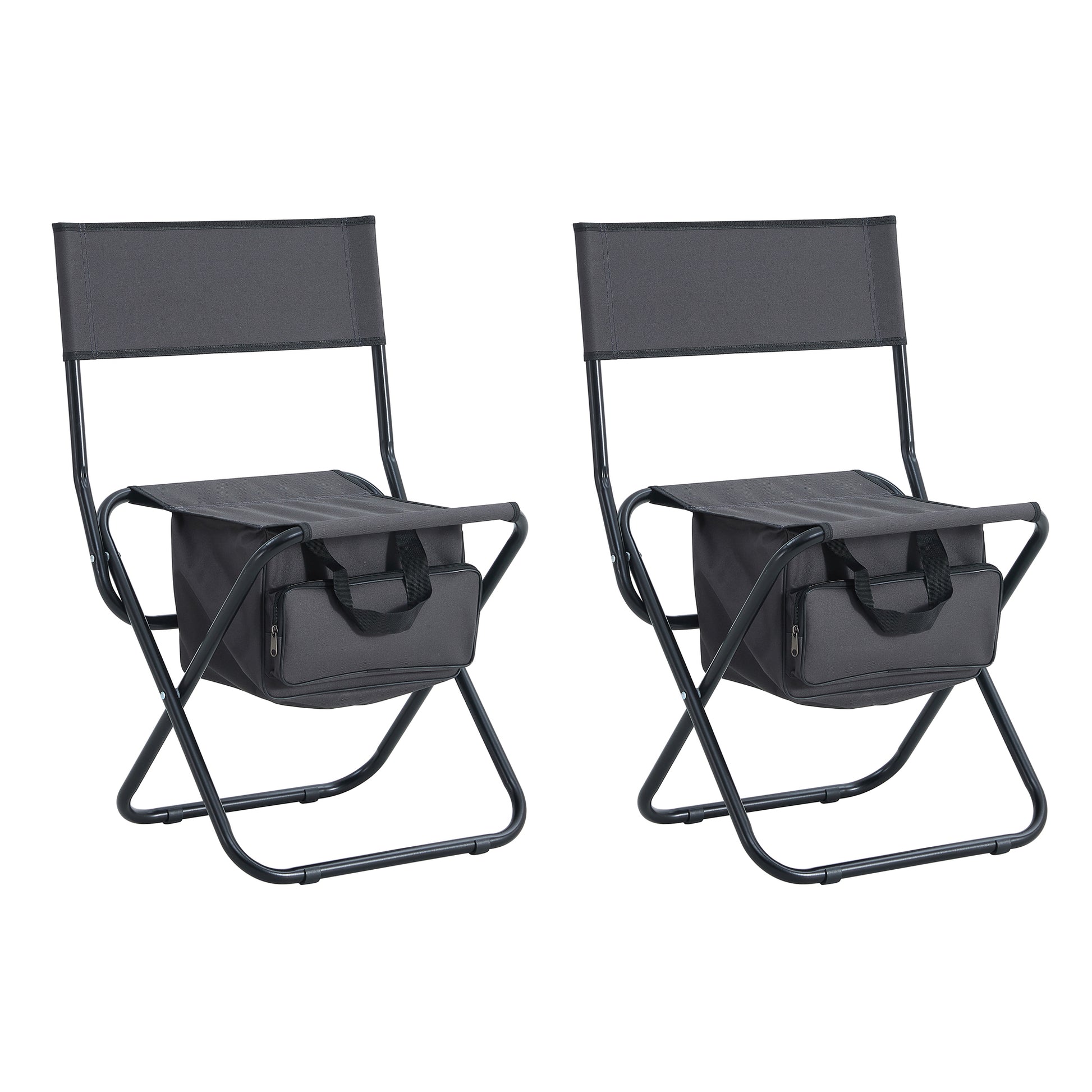 2 Piece Folding Outdoor Chair With Storage Bag, Portable Chair For Indoor, Outdoor Camping, Picnics And Fishing,Grey Gray Steel