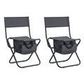 Set Of 3, Folding Outdoor Table And Chairs Set For Indoor, Outdoor Camping, Picnics, Beach,Backyard, Bbq, Party, Patio, Black Gray Black Aluminum