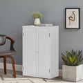 Bathroom Storage Cabinet Freestanding Wooden Floor Cabinet With Adjustable Shelf And Double Door White White Mdf