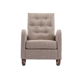 High Back Rocking Chair Nursery Chair .Comfortable Rocker Fabric Padded Seat .Modern High Back Armchair Camel Polyester