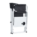 1 Piece Padded Folding Outdoor Chair With Side Table And Storage Pockets,Lightweight Oversized Directors Chair For Indoor, Outdoor Camping, Picnics And Fishing,Black Grey Black Gray Aluminum