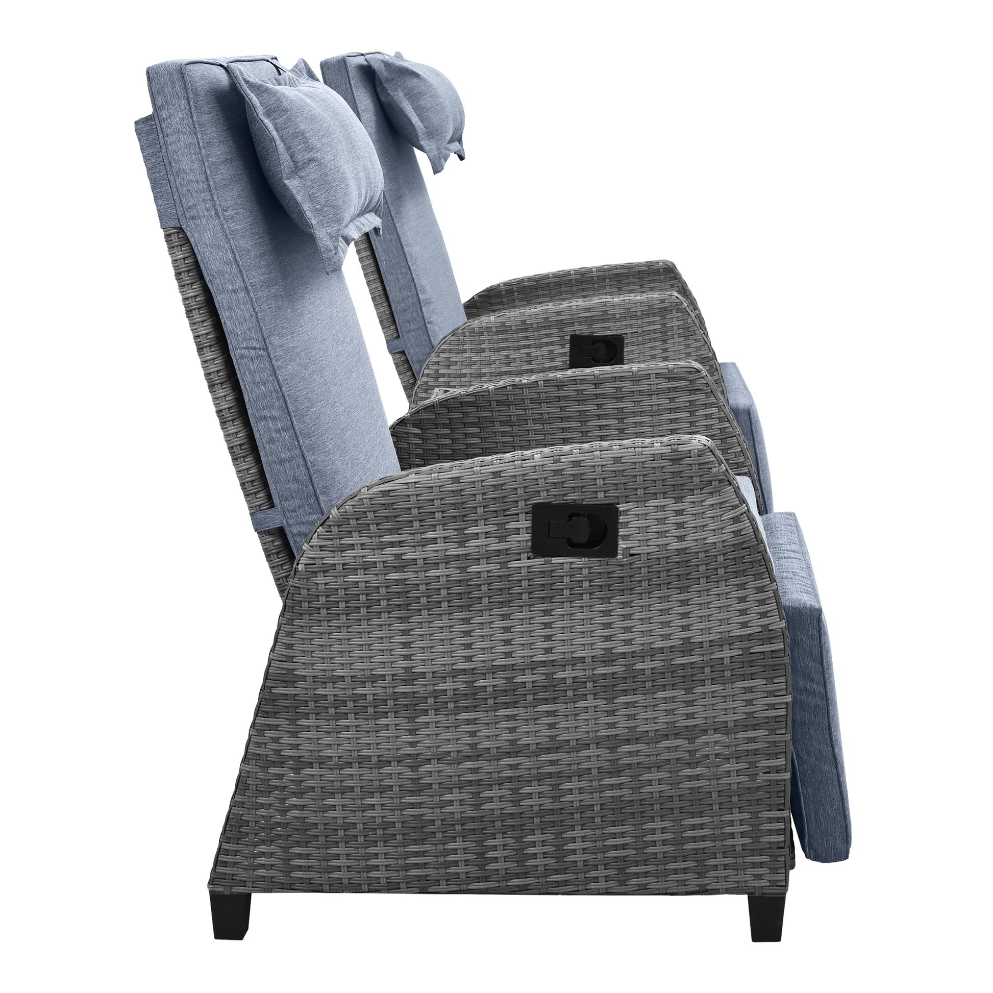 Outdoor Rattan Two Person Combination With Coffee Table, Adjustable, Suitable For Courtyard, Swimming Pool, Balcony Gray Hdpe