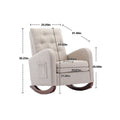 High Back Rocking Chair Nursery Chair .Comfortable Rocker Fabric Padded Seat .Modern High Back Armchair Beige Polyester