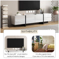 White & Black Contemporary Rectangle Design Tv Stand, Unique Style Tv Console Table For Tvs Up To 80'', Modern Tv Cabinet With High Gloss Uv Surface For Living Room. White 80 89 Inches Particle Board