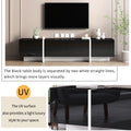 White & Black Contemporary Rectangle Design Tv Stand, Unique Style Tv Console Table For Tvs Up To 80'', Modern Tv Cabinet With High Gloss Uv Surface For Living Room. Black Particle Board