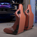 2 Piece Ergonomic Racing Seats with Adjustable Double brick red-foam-vinyl