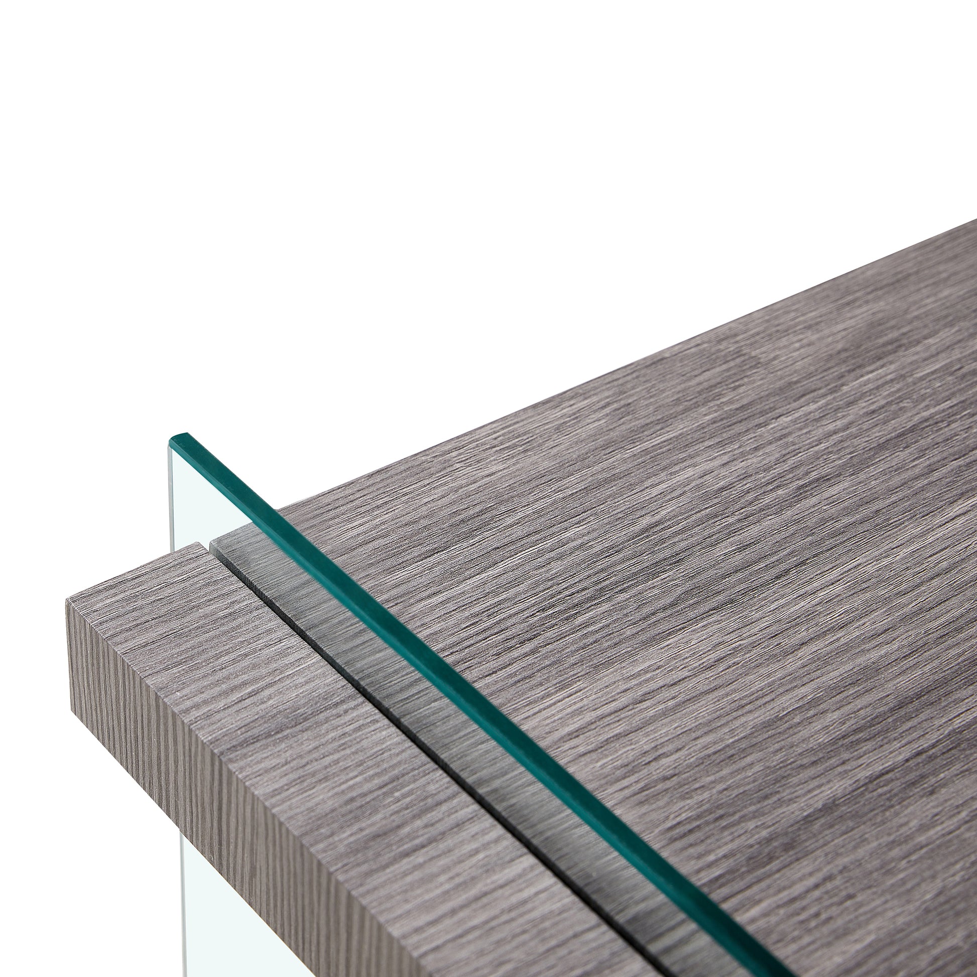 17.72" Sleek And Sturdy Tempered Glass Leg Side Table With Dual Mdf Shelves, Modern Nightstand End Table For Living Roon, Bedroom, Transparent Gray Gray Mdf Glass