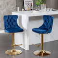 Golden Swivel Velvet Barstools Adjusatble Seat Height From 25 33 Inch, Modern Upholstered Bar Stools With Backs Comfortable Tufted For Home Pub And Kitchen Island,Blue,Set Of 2 Blue Dining Room American Design Bar Stools Wing Back Foam Velvet