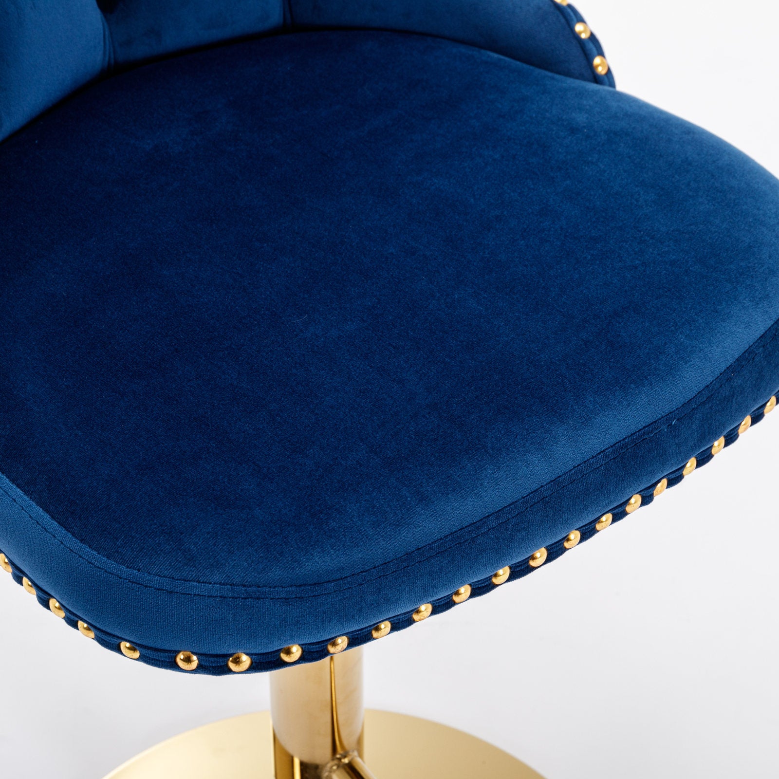 Golden Swivel Velvet Barstools Adjusatble Seat Height From 25 33 Inch, Modern Upholstered Bar Stools With Backs Comfortable Tufted For Home Pub And Kitchen Island,Blue,Set Of 2 Blue Dining Room American Design Bar Stools Wing Back Foam Velvet