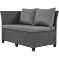 Tomax 5 Piece Outdoor Patio Rattan Sofa Set, Sectional Pe Wicker L Shaped Garden Furniture Set With 2 Extendable Side Tables, Dining Table And Washable Covers For Backyard, Poolside, Indoor, Gray Yes Complete Patio Set Gray Water Resistant Frame Water