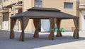 12*20Ft Patic Gazebo,Alu Gazebo With Steel Canopy,Outdoor Permanent Hardtop Gazebo Canopy For Patio, Garden, Backyard Bronze Steel