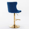 Golden Swivel Velvet Barstools Adjusatble Seat Height From 25 33 Inch, Modern Upholstered Bar Stools With Backs Comfortable Tufted For Home Pub And Kitchen Island,Blue,Set Of 2 Blue Dining Room American Design Bar Stools Wing Back Foam Velvet