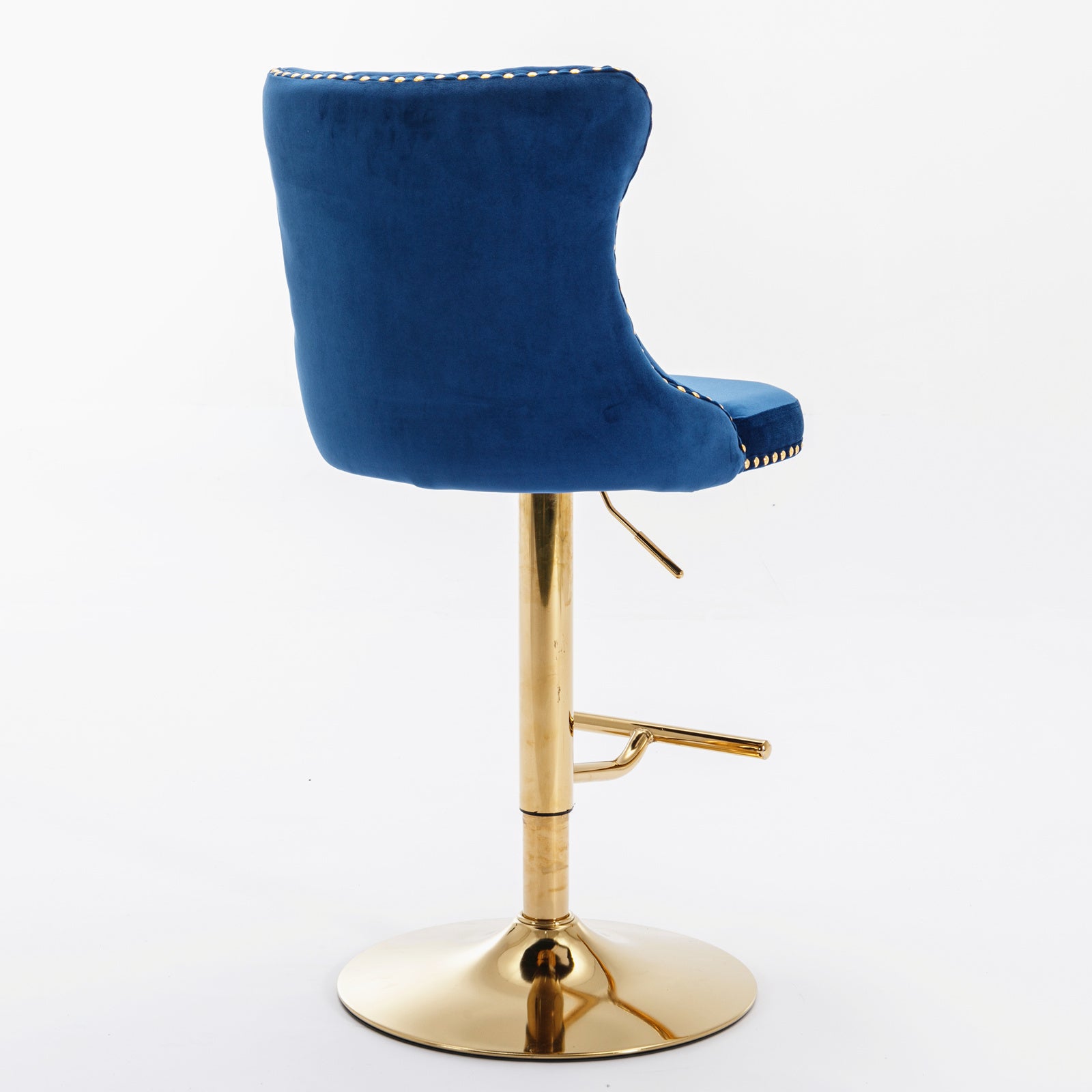 Golden Swivel Velvet Barstools Adjusatble Seat Height From 25 33 Inch, Modern Upholstered Bar Stools With Backs Comfortable Tufted For Home Pub And Kitchen Island,Blue,Set Of 2 Blue Dining Room American Design Bar Stools Wing Back Foam Velvet