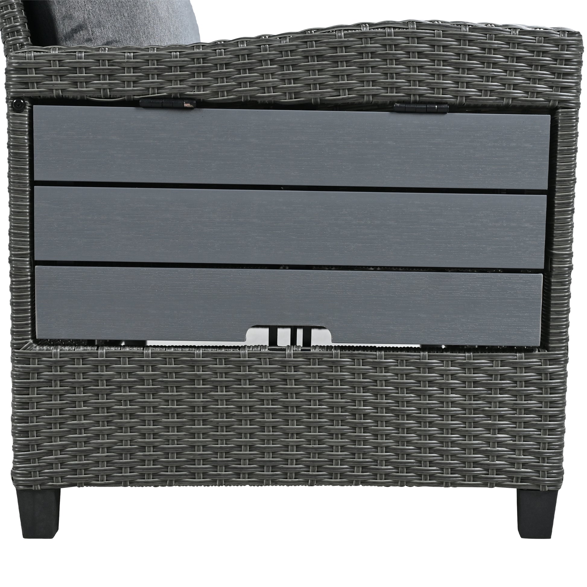 Tomax 5 Piece Outdoor Patio Rattan Sofa Set, Sectional Pe Wicker L Shaped Garden Furniture Set With 2 Extendable Side Tables, Dining Table And Washable Covers For Backyard, Poolside, Indoor, Gray Yes Complete Patio Set Gray Water Resistant Frame Water