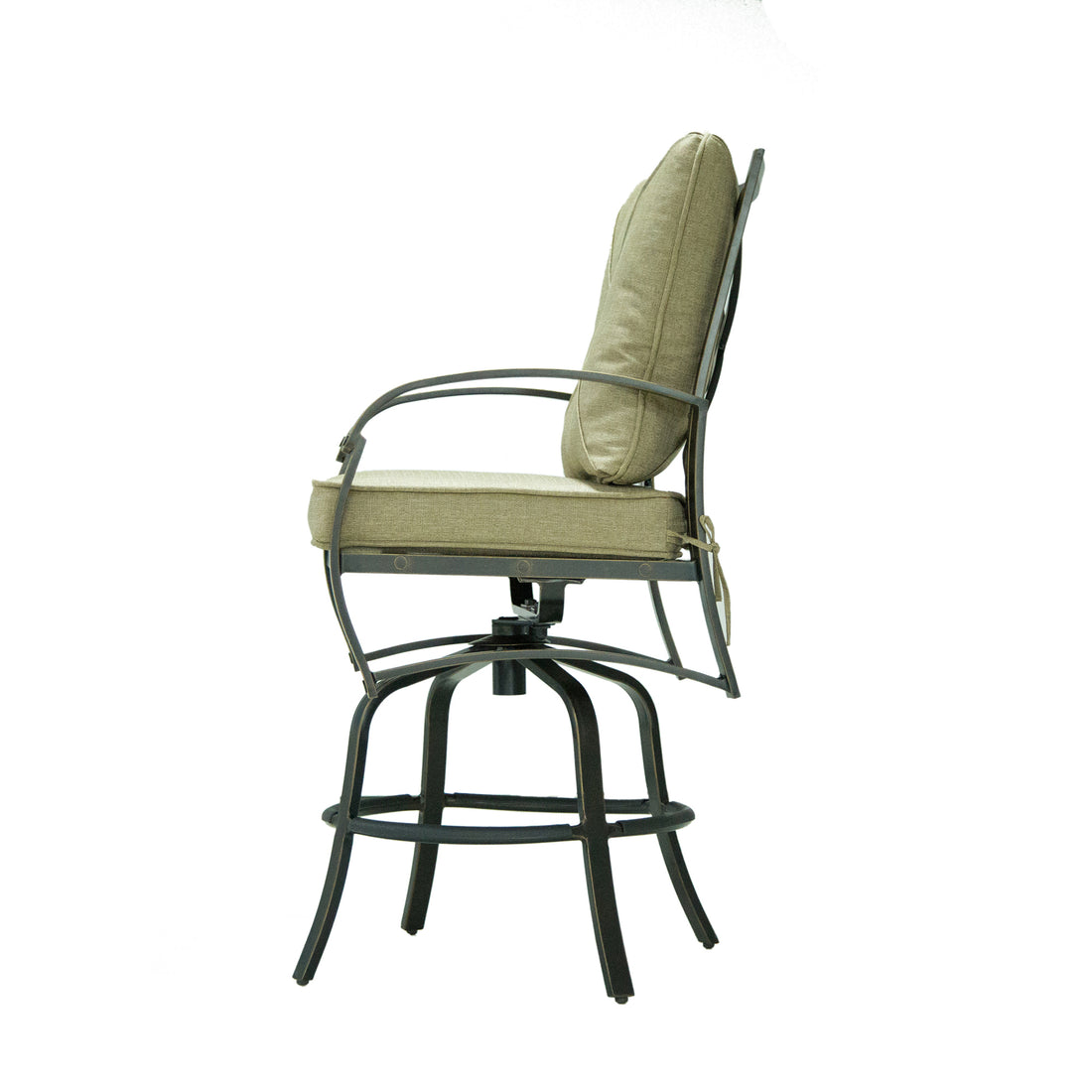 Bar Chair With Back And Seat Cushion, Set Of 2 Antique Bronze Aluminium