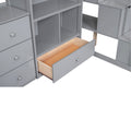 Twin Size Loft Bed With L Shaped Desk And Drawers, Cabinet And Storage Staircase, Gray Gray Pine