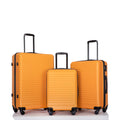 3 Piece Luggage Sets Abs Lightweight Suitcase With Two Hooks, Spinner Wheels, Tsa Lock, 20 24 28 Orange Orange Abs