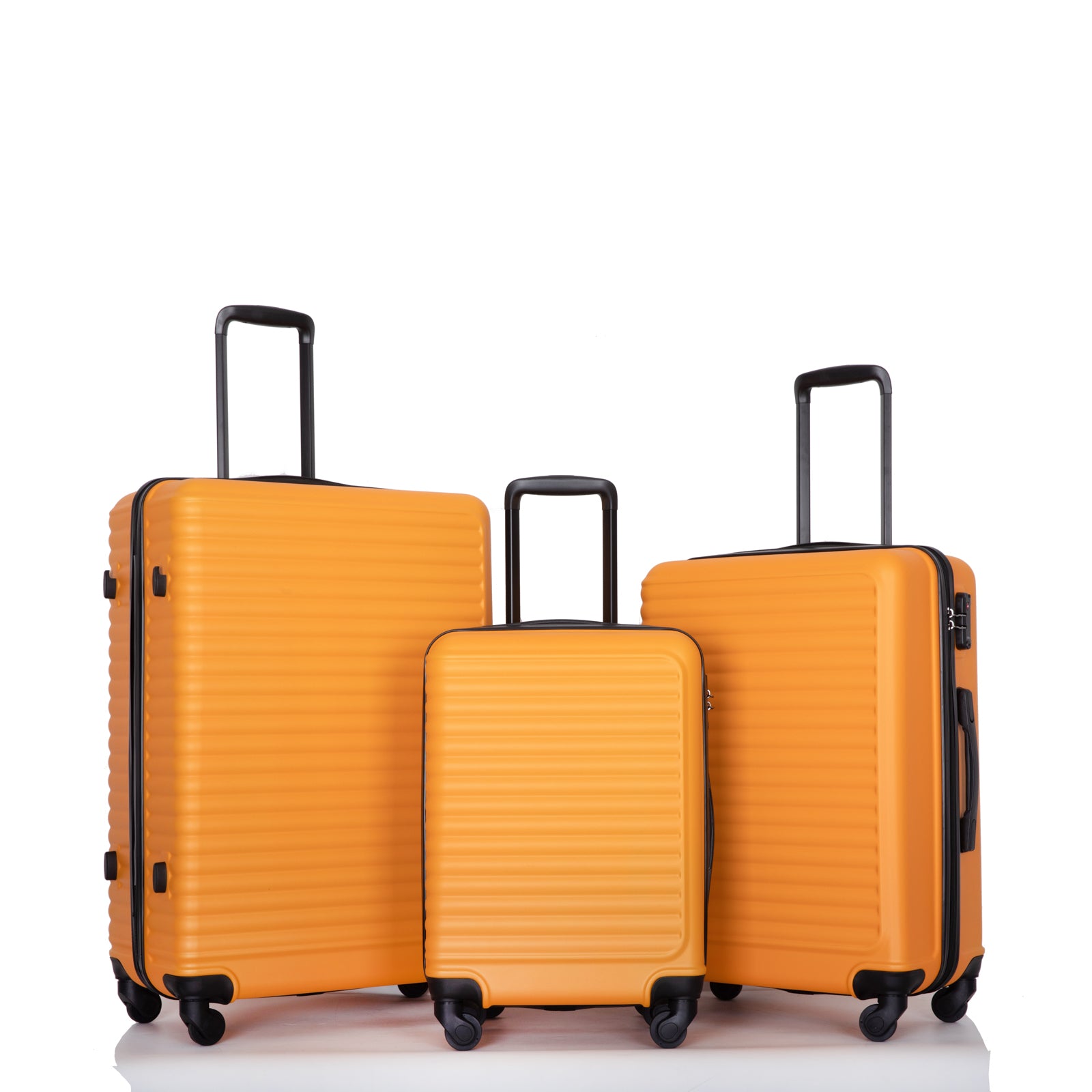 3 Piece Luggage Sets ABS Lightweight Suitcase with Two orange-abs