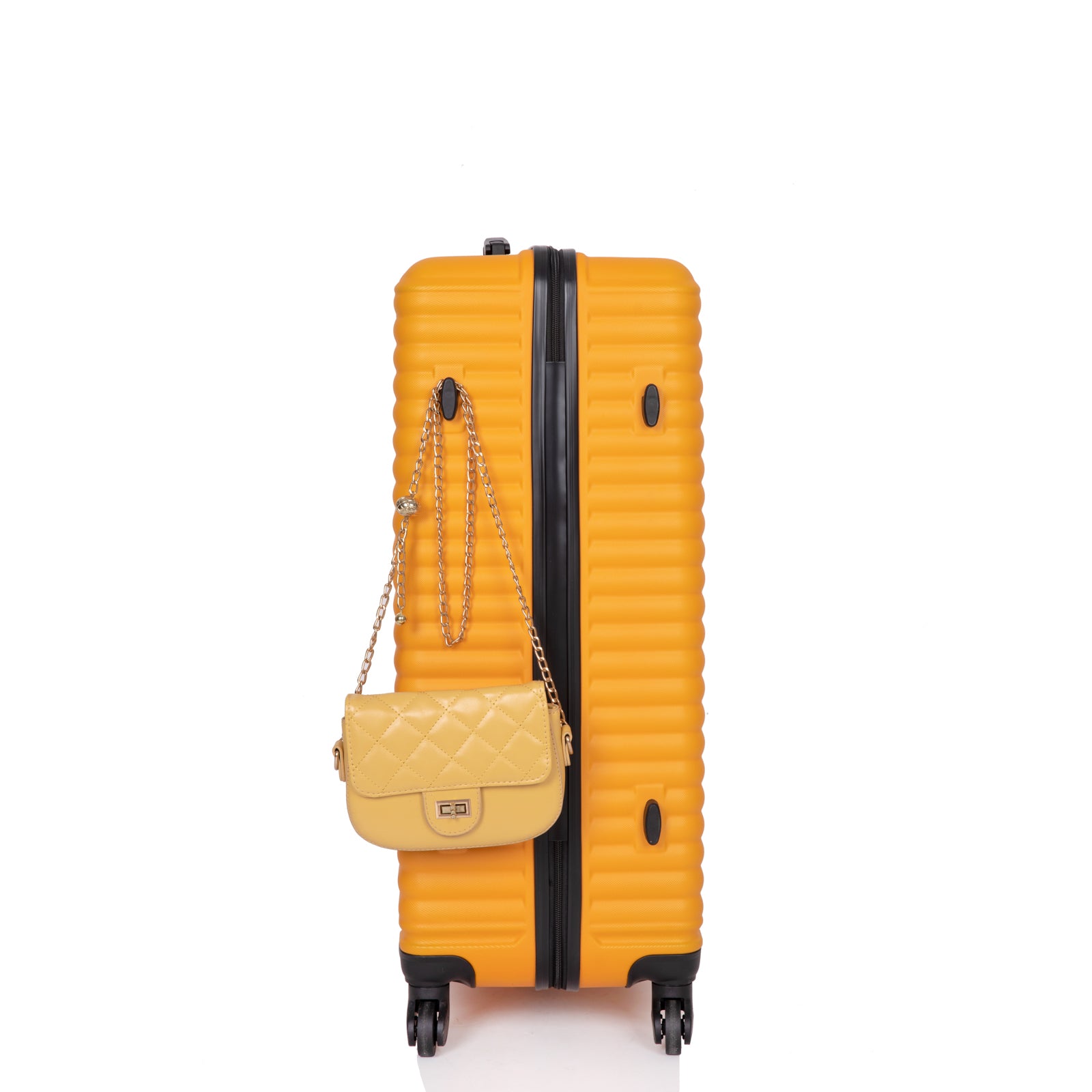 3 Piece Luggage Sets ABS Lightweight Suitcase with Two orange-abs