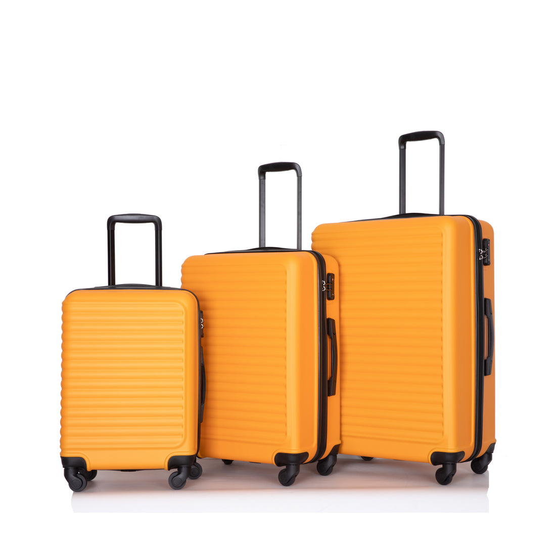 3 Piece Luggage Sets Abs Lightweight Suitcase With Two Hooks, Spinner Wheels, Tsa Lock, 20 24 28 Orange Orange Abs