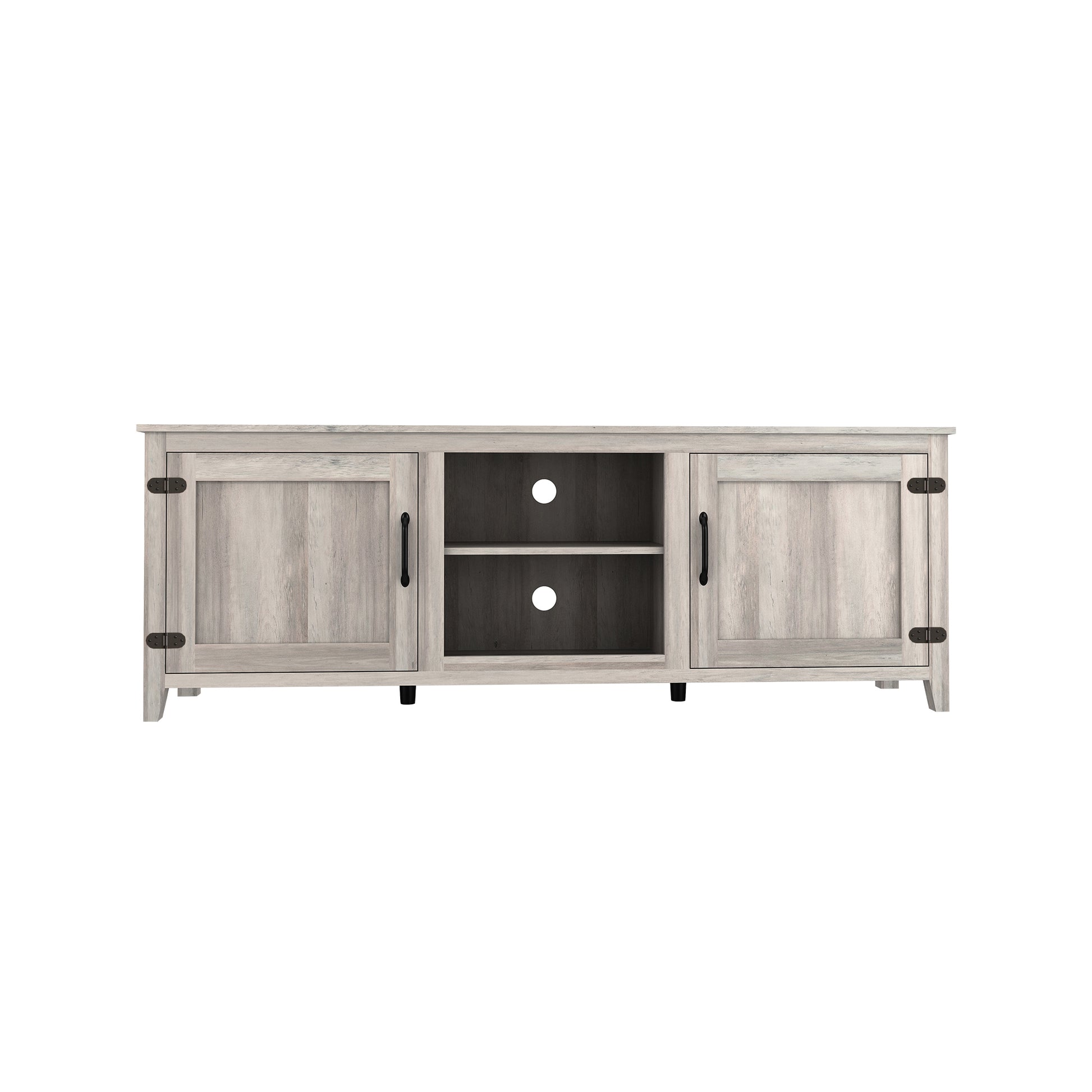 Tv Stand Storage Media Console Entertainment Center With Two Doors, Grey Walnut Grey 70 79 Inches Particle Board