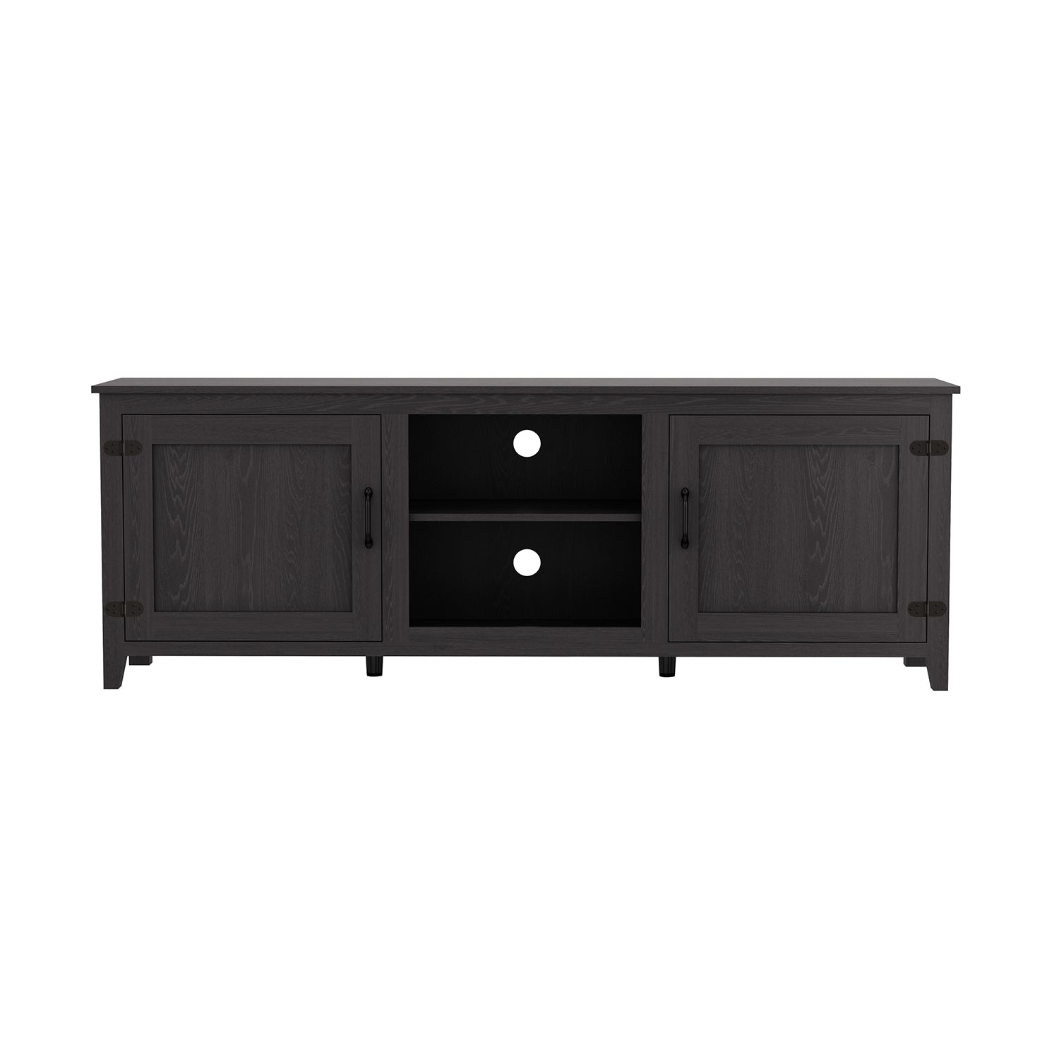 Tv Stand Storage Media Console Entertainment Center,Tradition Black,With Doors Black Particle Board