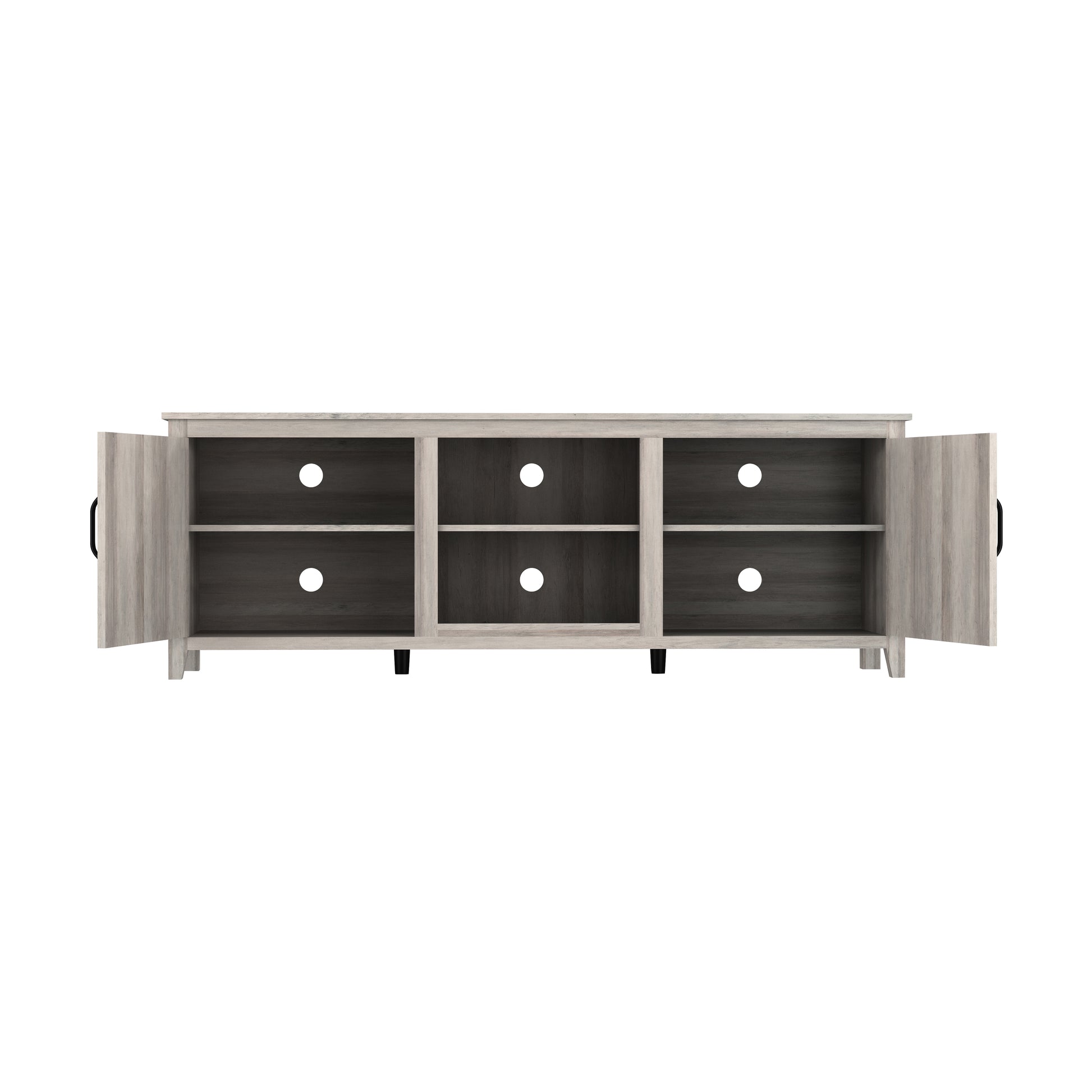 Tv Stand Storage Media Console Entertainment Center With Two Doors, Grey Walnut Grey 70 79 Inches Particle Board