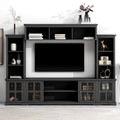 Minimalism Entertainment Wall Unit With Bridge, Modern Tv Console Table For Tvs Up To 70